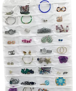 Oboustranný stojan na šperky, stojan na drobné nástroje s 80 průhlednými přihrádkami